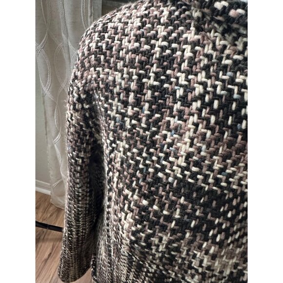 World Folk Art Hooded Woven 100% Wool Coat M Nanaimo Canada Button Pockets Read - Picture 7 of 16